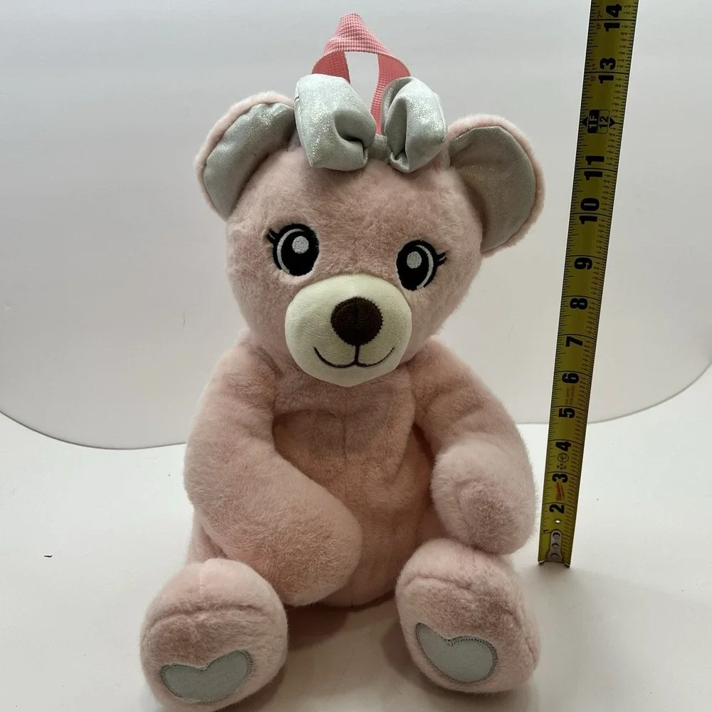 Pink Plush Teddy Bear Back Pack Purse Adjustable Straps Children's Size